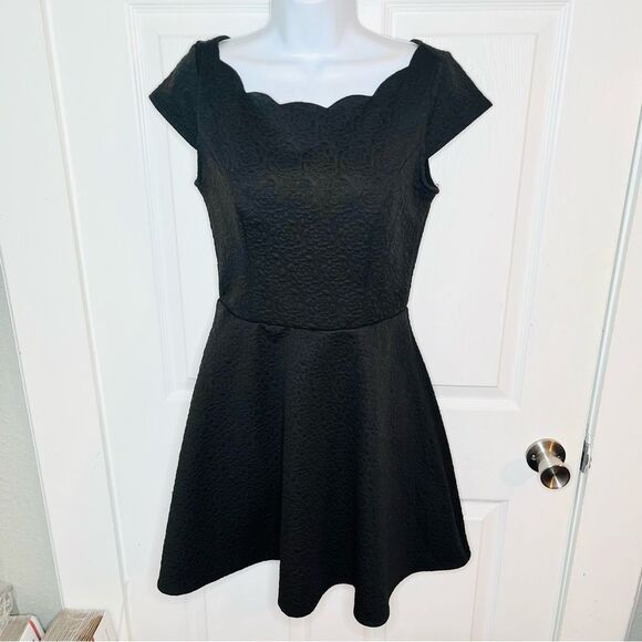 Altar'd State LBD Rose Embossed Black Mini Dress Fit and Flare S - Picture 7 of 10